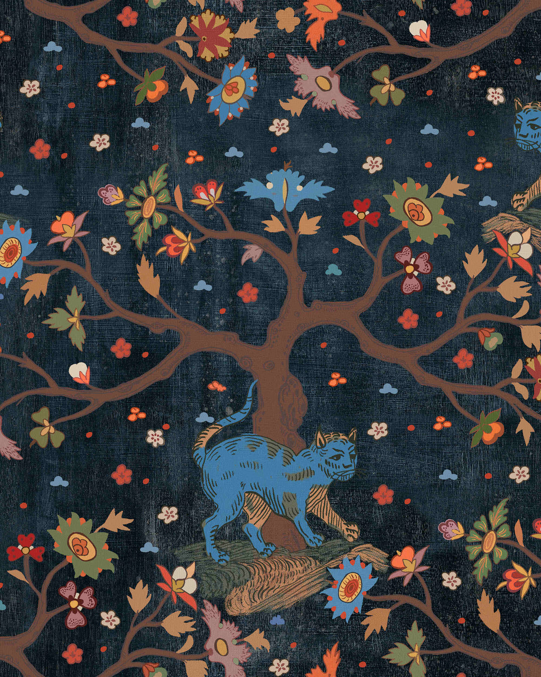 TREE OF LIFE Anthracite Wallpaper (WP20936) by Mind The Gap | WP20936 | TRANSYLVANIAN RHAPSODY | 1 roll x 52 x 900 cm / 20.47 x 354.33 in | 0.52m / 20.5in | 9m / 354in | 4.68sqm / 50sq ft | L52cm / L20.5in | Blue, Anthracite, Brown | Non-woven Textured | Paste the wall | 1 roll in a box | Fabric Carolina | https://www.fabriccarolina.com/