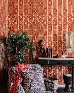 Mind the Gap Wallpaper Mind The Gap   TRIBAL IKAT Lava Red   (WP30114)
