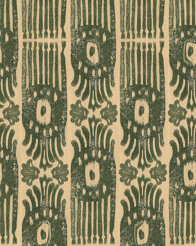 Tribal Ikat Myrtle Wallpaper by Mind the Gap Designer Wallpaper THE WALLPAPER COMPENDIUM 2 Satin Matte Made in Europe Paste the wall 1 roll x 20.5 x 10.9 yards - Swanky Fabrics -