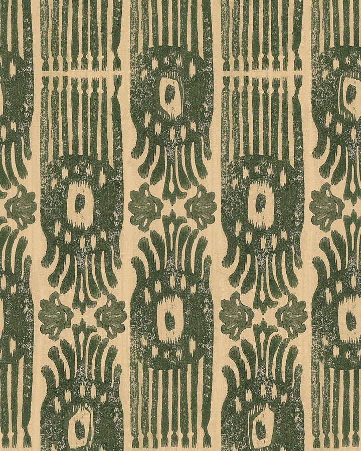 Tribal Ikat Myrtle Wallpaper by Mind the Gap Designer Wallpaper THE WALLPAPER COMPENDIUM 2 Satin Matte Made in Europe Paste the wall 1 roll x 20.5 x 10.9 yards - Swanky Fabrics -