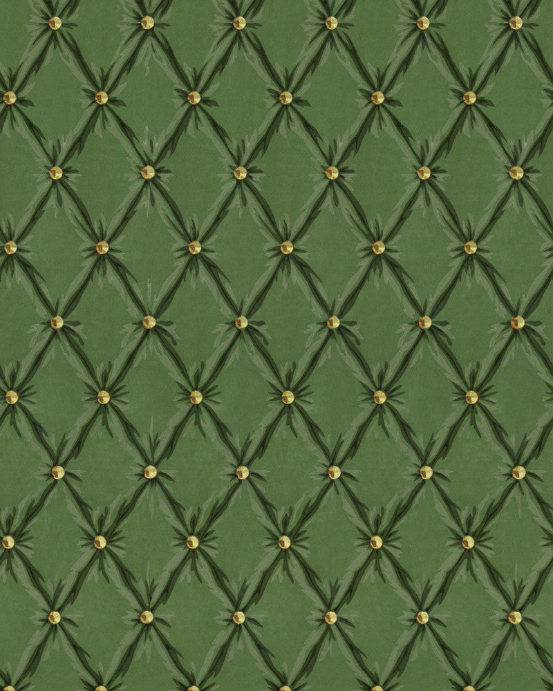 Tufted Panel Forest Green Wallpaper by Mind the Gap Designer Wallpaper ORIENT EXPRESS Non-woven Made in Europe Paste the wall 1 roll x 20.5 x 10.9 yards - Swanky Fabrics -