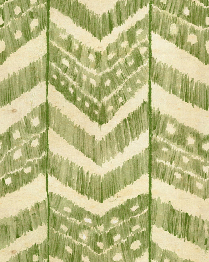 Mind The Gap Wallpaper TURKISH IKAT Foliage Wallpaper (WP30055) | WP30055 | SUNDANCE VILLA | 1 roll x 20.5 x 393.7 in | 0.52m / 20.5in | 10m / 393.7in | 5.20mp | 70cm / 27.6in | Green, Taupe | Satin Matte | Paste the wall | 1-roll in a box | Fabric Carolina | https://www.fabriccarolina.com/