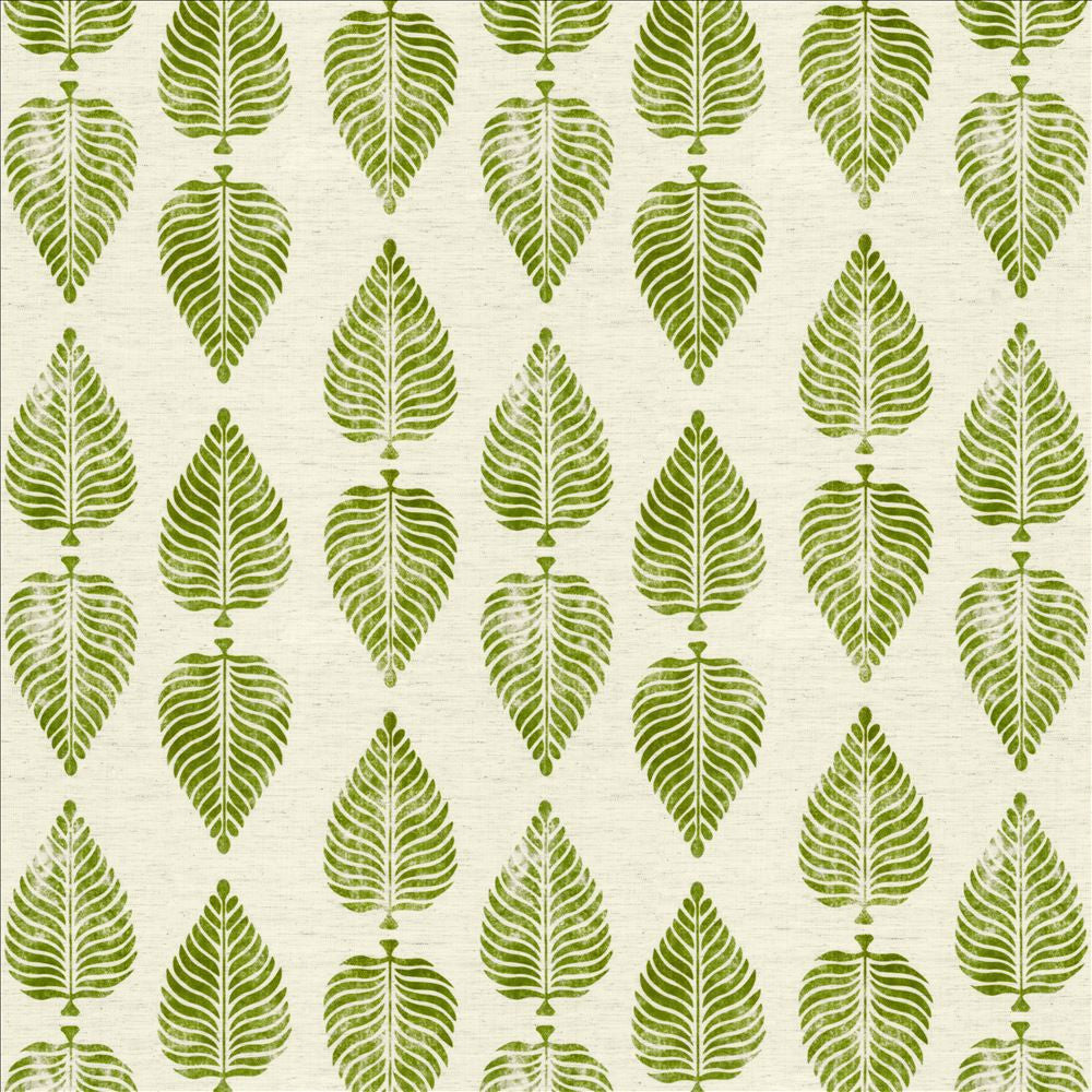Turning Leaf Green by Kasmir Designer Fabric 1455 97% Polyester
3% Linen
 CHINA </p><p>Repeat: Horizontal: 13 4/8 inches and Vertical: 12 4/8 inches 54 - Swanky Fabrics -