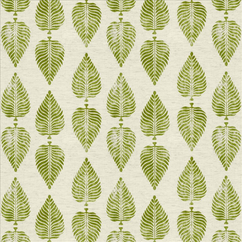 Turning Leaf Green  by Kasmir Designer Fabric 1455 97% Polyester
3% Linen
 CHINA 30,000 Wyzenbeek Double Rubs Horizontal: 13 4/8 inches and Vertical: 12 4/8 inches 54  - Swanky Fabrics -