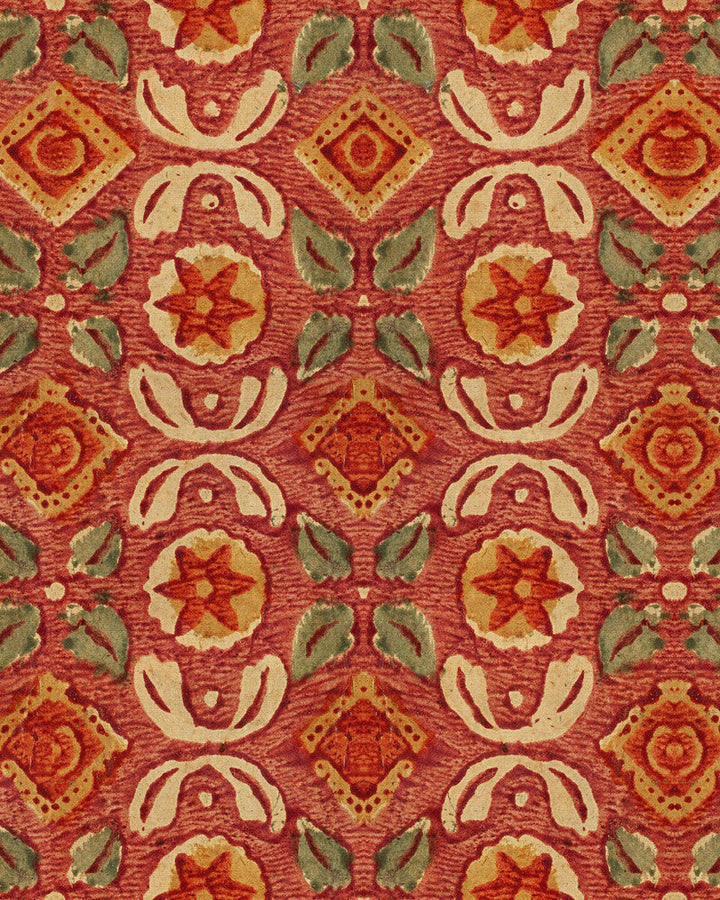 Varanasi Grenadine Wallpaper by Mind the Gap Designer Wallpaper WOODSTOCK '69 LIFESTYLE COLLECTION Satin Matte Made in Europe Paste the wall 1 roll x 20.5 x 10.9 yards - Swanky Fabrics -