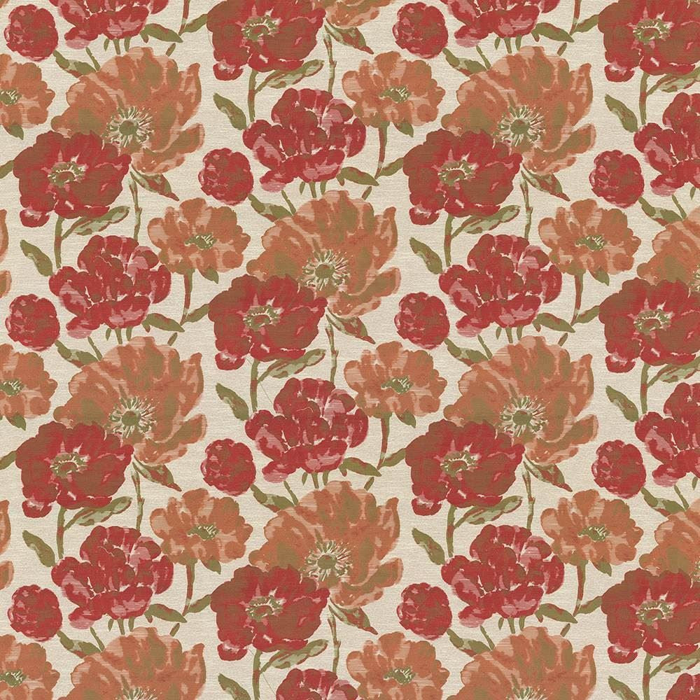 Verdier Poppy by Kasmir Designer Fabric 1434 87% Polyester 13% Rayon CHINA 60,000 Wyzenbeek Double Rubs Horizontal: 30 inches and Vertical: 23 inches 60 - Swanky Fabrics -