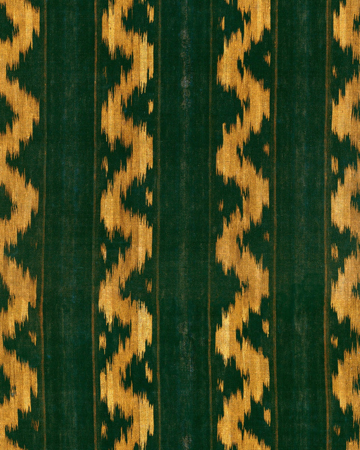 Mind The Gap Wallpaper VINTAGE IKAT Topiary Green Wallpaper (WP30102) | WP30102 | WOODSTOCK '69 LIFESTYLE COLLECTION | 1 roll x 20.5 x 393.7 in | 0.52m / 20.5in | 10m / 393.7in | 5.20mp | 52cm / 20.5in | Green, Yellow | Satin Matte | Paste the wall | 1-roll in a box | Fabric Carolina | https://www.fabriccarolina.com/