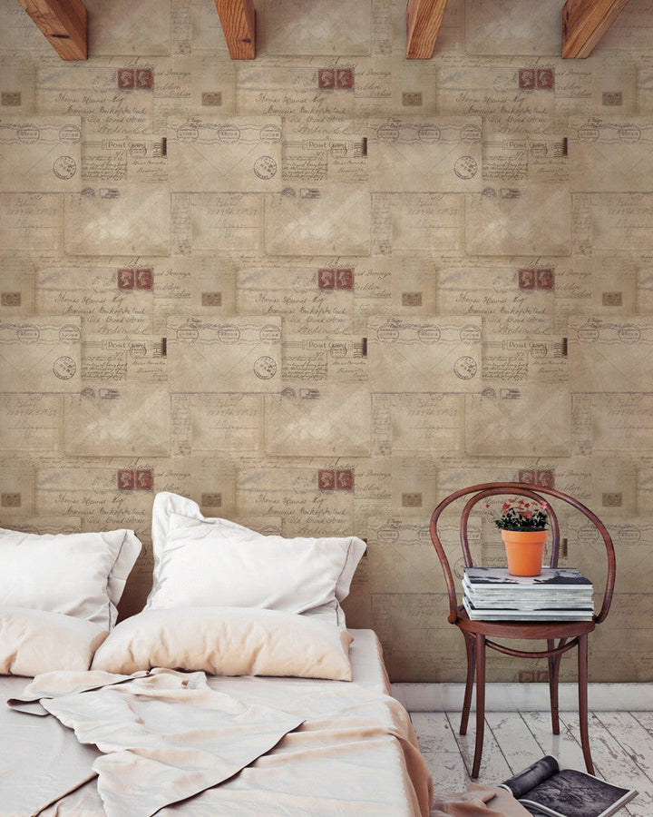 Vintage Letters Premium Wallpaper by Mind the Gap Designer Wallpaper WALLPAPER DESIGNER COLLECTION Non-woven Made in Europe Paste the wall 3 rolls x 20.5 x 3.25 yards - Swanky Fabrics -
