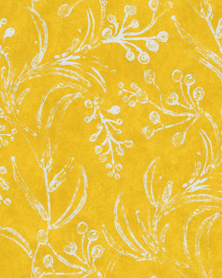 Mind The Gap Wallpaper WALLFLOWER Sunny Wallpaper (WP20825) | WP20825 | MINNIE KEMP X MINDTHEGAP | 1 roll x 20.47 x 354.33 in | 0.52m / 20.5in | 9m / 354in | 4.68mp | 50cm / 19.6in | Taupe, Yellow | Non-woven | Paste the wall | 1-roll in a box | Fabric Carolina | https://www.fabriccarolina.com/