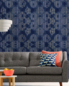 Mind the Gap Wallpaper Mind The Gap   WASHED SHIBORI Indigo (WP20396)