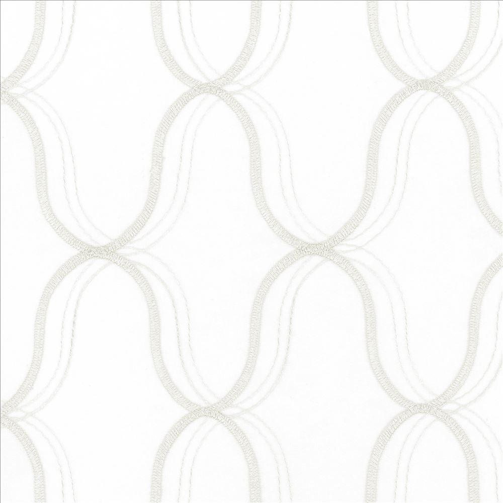 Wavefront White by Kasmir Designer Fabric 5077 100% Polyester
Embroidery
100% Polyester
 TURKEY </p><p>Repeat: Horizontal: 4 3/8 inches and Vertical: 6 3/8 inches 58 - 59 - Swanky Fabrics -