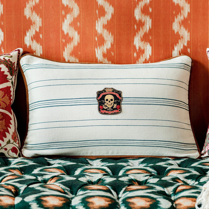 Mind The Gap Pillows WICHITA STRIPES Cushion (LC40161) | LC40161 | WOODSTOCK '69 LIFESTYLE COLLECTION | 23,6 x 15,8 in | Blue, Taupe | Fabric Carolina | https://www.fabriccarolina.com/