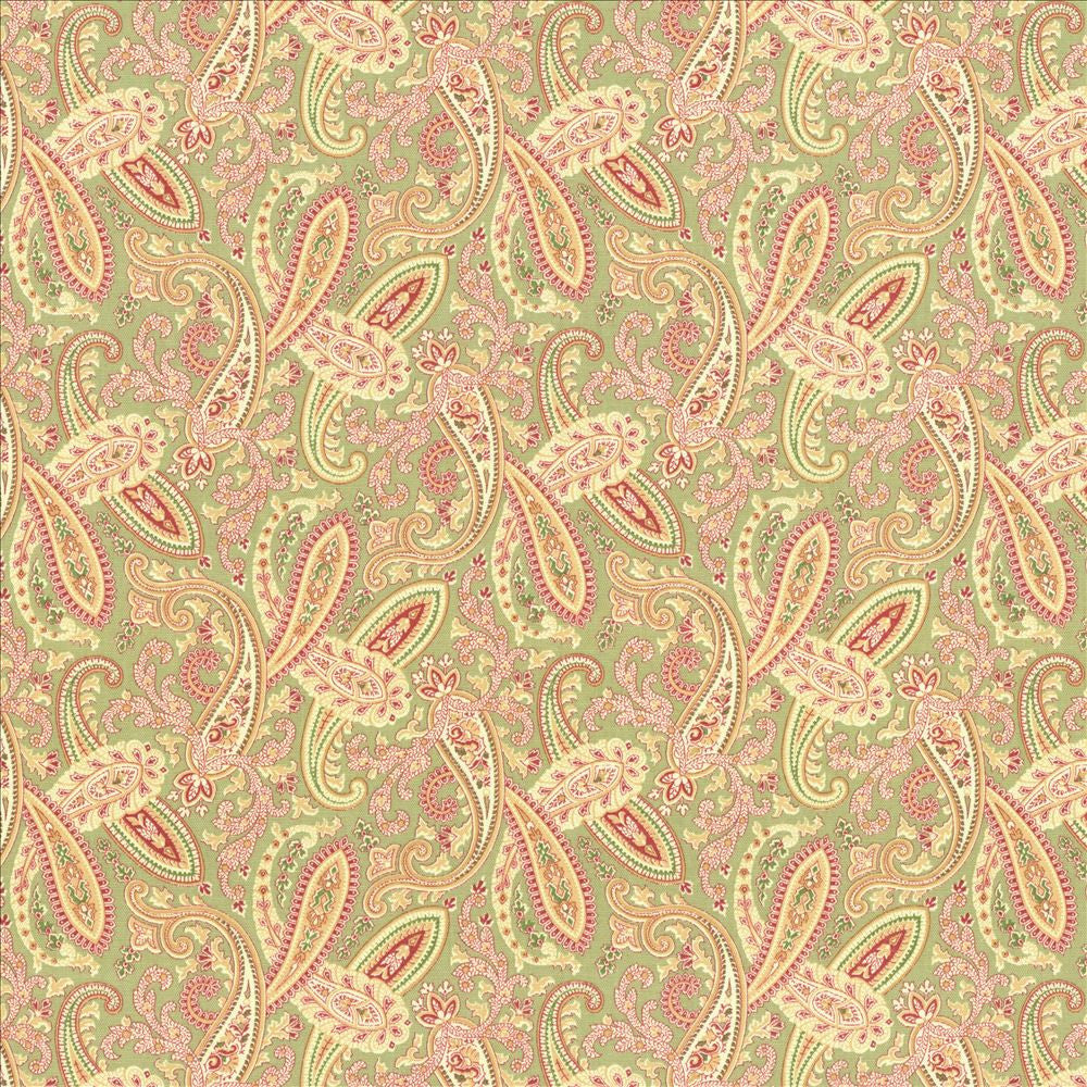 Willow Paisley Nectar  by Kasmir Designer Fabric 5082 100% Cotton
 USA 30,000 Wyzenbeek Double Rubs Horizontal: 9 inches and Vertical: 6 3/8 inches 54  - Swanky Fabrics -