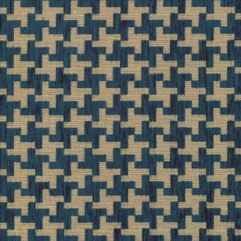 Windmill Prussian by Kasmir Designer Fabric See sample 42% Acrylic
33% Polyester
25% Cotton
 TURKEY 31,000 Martindale Cycles </p><p>Repeat: Horizontal: 1 3/8 inches and Vertical: 1 3/8 inches 54 - Swanky Fabrics -
