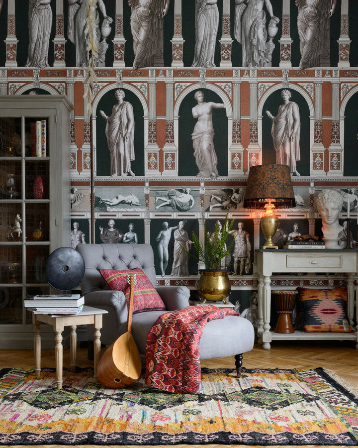 Statues Antique Wallpaper by Mind the Gap Designer Wallpaper THE WALLPAPER COMPENDIUM 1 Textured Matte Made in Europe Paste the wall 3 rolls x 20.5 x 3.25 yards - Swanky Fabrics -