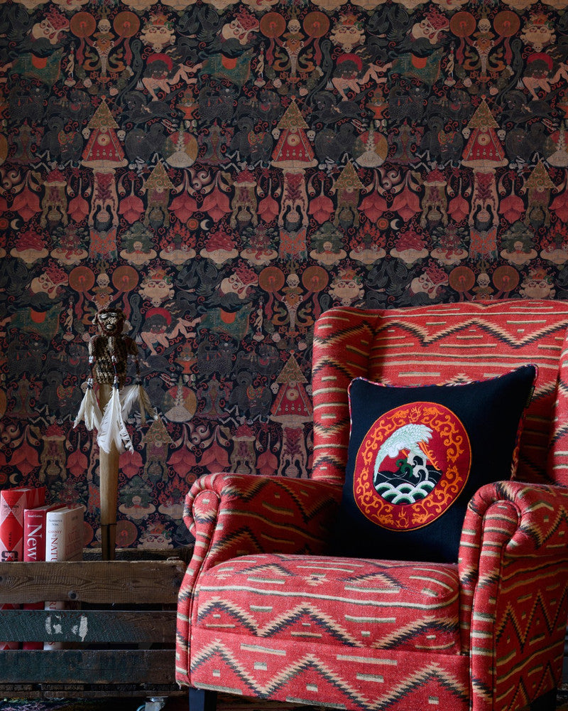 Yama Dharmaraja Wallpaper by Mind the Gap Designer Wallpaper THE WALLPAPER COMPENDIUM 1 Textured Matte Made in Europe Paste the wall 3 rolls x 20.5 x 3.25 yards - Swanky Fabrics -