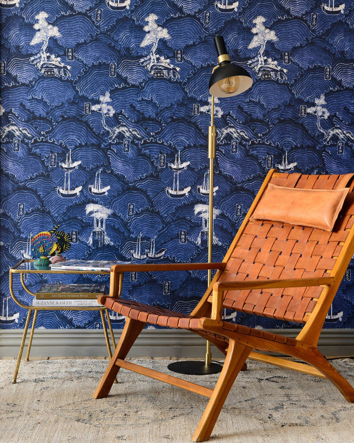 Waves Of Tsushima Wallpaper by Mind the Gap Designer Wallpaper THE WALLPAPER COMPENDIUM 1 Non-woven Made in Europe Paste the wall 3 rolls x 20.5 x 3.25 yards - Swanky Fabrics -