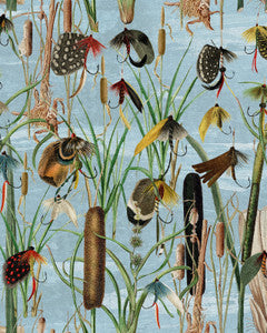 Mind the Gap Wallpaper Mind The Gap   FISHING FLIES Aquamarine   (WP20721)