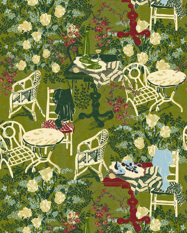 La Brasseria Fern Wallpaper by Mind the Gap Designer Wallpaper LA DOLCE VITA Textured Matte Made in Europe Paste the wall 1 roll x 20.47 x 9.8 yards - Swanky Fabrics -