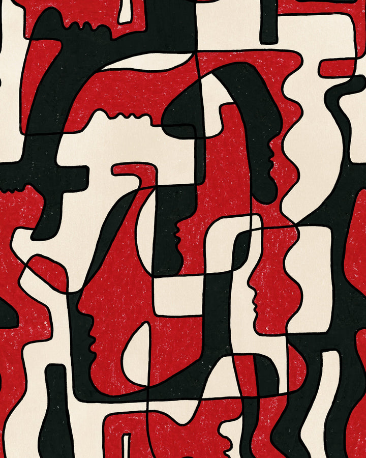 SAUDADE in Red Wallpaper (WP20877) by Mind The Gap | WP20877 | JAZZ LIVE | 1 roll x 52 x 900 cm / 20.47 x 354.33in | 0.52m / 20.5in | 900 cm / 393.7in | 4.68sqm / 50sq ft | 70cm / 27.5in | Black, Red, Cream | Non-woven Satin | Paste the wall | 1 roll in a box | Fabric Carolina | https://www.fabriccarolina.com/