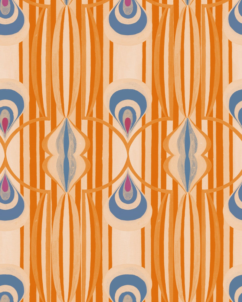 Caramella Orangina Wallpaper by Mind the Gap Designer Wallpaper LA DOLCE VITA Satin Matte Made in Europe Paste the wall 1 roll x 20.5 x 10.9 yards - Swanky Fabrics -
