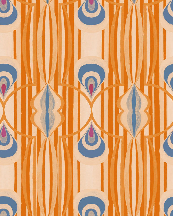 Caramella Orangina Wallpaper by Mind the Gap Designer Wallpaper LA DOLCE VITA Satin Matte Made in Europe Paste the wall 1 roll x 20.5 x 10.9 yards - Swanky Fabrics -