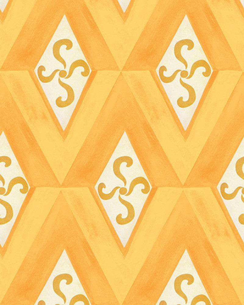 Mind The Gap Wallpaper GIRANDOLA Limone Wallpaper (WP30197) | WP30197 | LA DOLCE VITA | 1 roll x 20.5 x 393.7 in | 0.52m / 20.5in | 10m / 393.7in | 4.68mp | 50cm / 19.6in | Taupe, Yellow | Satin Matte | Paste the wall | 1-roll in a box | Fabric Carolina | https://www.fabriccarolina.com/