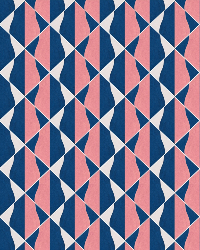 Mind The Gap Wallpaper ONDE Bicolori Wallpaper (WP30201) | WP30201 | LA DOLCE VITA | 1 roll x 20.5 x 393.7 in | 0.52m / 20.5in | 10m / 393.7in | 4.68mp | 50cm / 19.6in | Blue, Pink, Taupe | Satin Matte | Paste the wall | 1-roll in a box | Fabric Carolina | https://www.fabriccarolina.com/