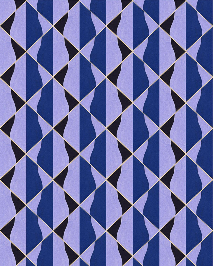 Mind The Gap Wallpaper ONDE Blu Wallpaper (WP30202) | WP30202 | LA DOLCE VITA | 1 roll x 20.5 x 393.7 in | 0.52m / 20.5in | 10m / 393.7in | 4.68mp | 50cm / 19.6in | Black, Blue, Purple | Satin Matte | Paste the wall | 1-roll in a box | Fabric Carolina | https://www.fabriccarolina.com/