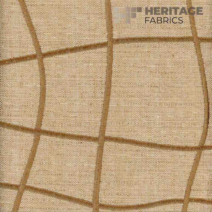 Wyndam Butterscotch by Heritage Designer Fabric - 83% Poly 12% Cotton 5% Viscose India 30,000 Horizontal: 17" and Vertical: 12" 54" - Swanky Fabrics -