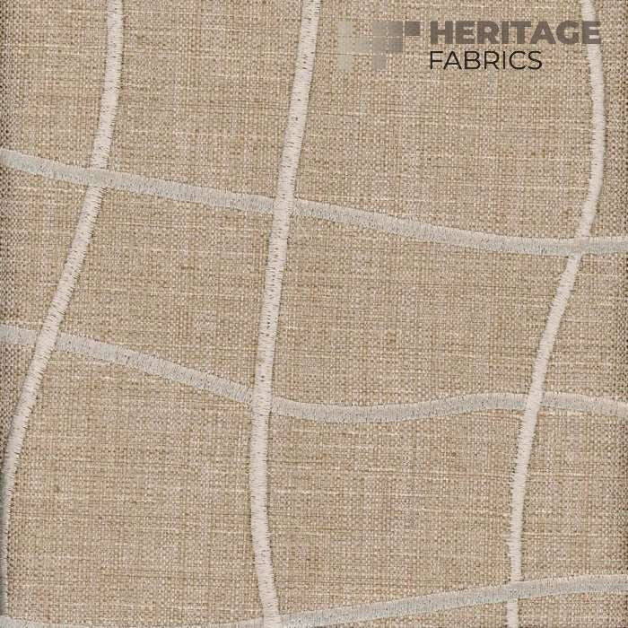 Wyndam Flaxen by Heritage Designer Fabric - 83% Poly 12% Cotton 5% Viscose India 30,000 Horizontal: 17" and Vertical: 12" 54" - Swanky Fabrics -